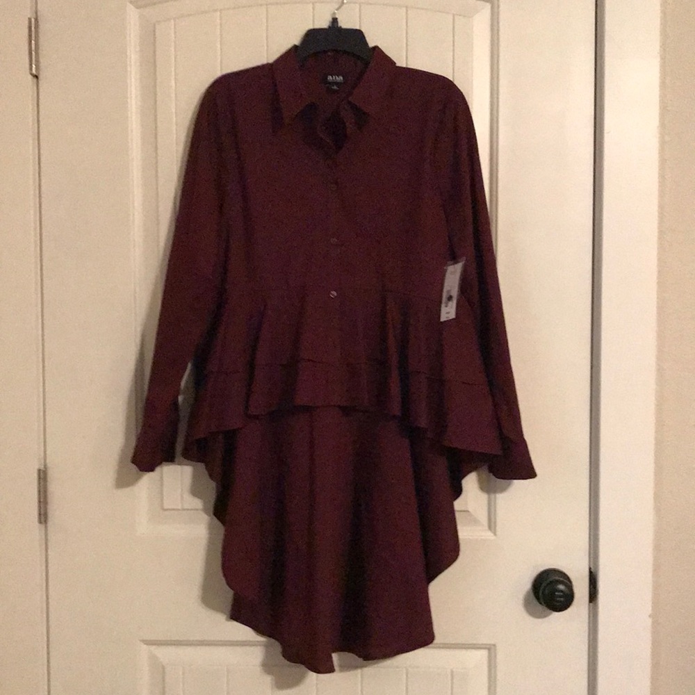 Anna ruffled high low shirt